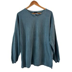 Vtg Gramicci Top Womens S/M Cotton Garment Dyed Teal Oversized Outdoor Gorpcore